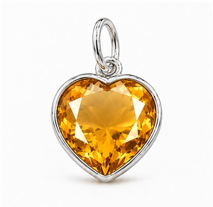 Colgante de Corazón de Citrino, Collar de Plata de Ley con Corazón, Joyería con Gema de Citrino Amarillo, Colgante de Plata 925, Regalo para Ella - Product Image 1