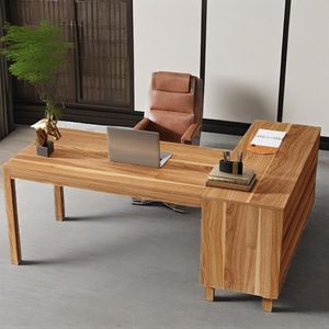 Bureau de direction en L de 59 pouces avec armoire de classement et étagères de rangement, bureau d'angle de style farmhouse pour ordinateur et écriture - Product Image 4