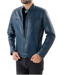 Veste en cuir pour homme disponible en différentes couleurs, veste en cuir véritable élégante pour la mode, en bleu icônique pour homme 2026 - Product Image 1