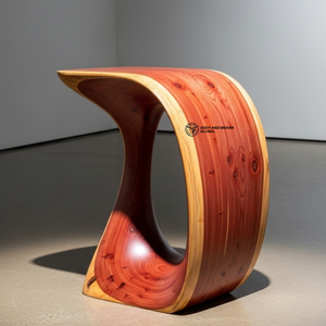 Abstract Curved Wood End Table – Premium Solid Wood Accent Furniture - Product Image 6