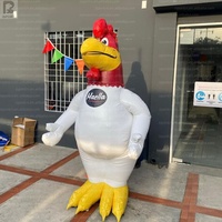 Modèle publicitaire gonflable géant de coq blanc avec logo personnalisé, éclairage LED, pour festival/exposition/présentation