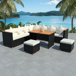 Juego de 7 Muebles de Patio en Negro y Crema - Product Image 1