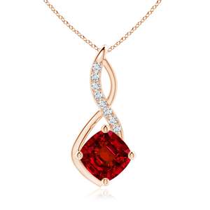Pendentif en or massif 14 carats avec rubis rouge naturel taille coussin, design infini et accents de diamants, bijoux fins faits main de haute qualité - Product Image 1