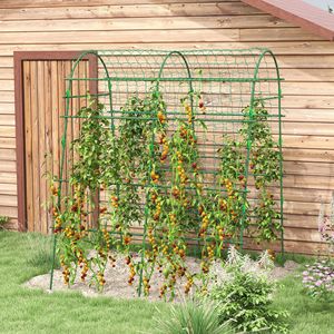 Traliccio da Giardino in Metallo 3D Facile da Montare 145x170x206 cm Verde con Rete per Piante Rampicanti e Recinzione - Product Image 2