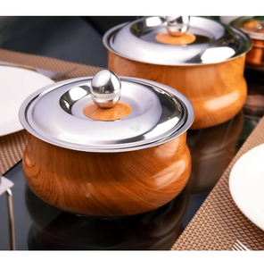 Conteneur alimentaire élégant en bois brun arrondi de haute qualité pour la maison, l'hôtel, le service de chapati, le hotpot à prix raisonnable - Product Image 5