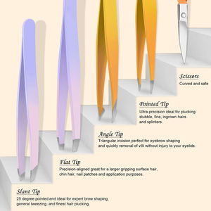 MARI Instrumentation Co. MARI-W-766 Ensemble de 8 pinces à épiler pour manucure et sourcils, en acier inoxydable allemand recouvert de papier, pointe lisse - Product Image 3