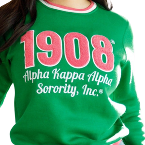 Sweat-shirt en polaire vert pour femme, avec logo brodé à l'avant, lettres grecques, col rond de qualité supérieure, idéal pour l'hiver - Product Image 5