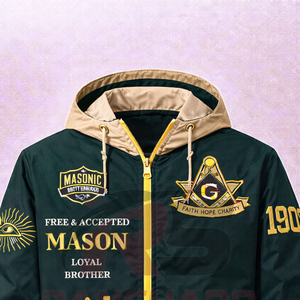 Chaqueta Cortavientos Masónica Personalizada, 100% Algodón, Ligera, Impermeable, Ecológica, con Logotipo Masónico Bordado, Venta al Por Mayor, OEM - Product Image 3