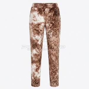 Winter Solid High Waist Trousers & Stand Collar Pullover Top <b>Set</b> for Women Rhinestone Velvet Soft Stretch Fabric - Product Image 4
