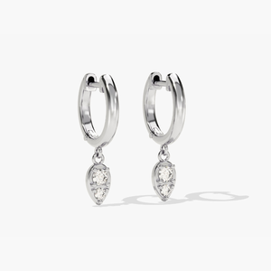 Pendientes de Aro Huggie de Oro Amarillo de 10K con Baño de Rodio y Diamantes de Laboratorio de Corte Brillante, con Colgante de Diamante, de Lujo para Mujer, Certificación IGI - Product Image 2