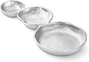 Aluminium serving tray, <b>3</b> compartment serving dish, divided snack platter, metal serving bowl set, aluminium appetiser tray, - Product Image 6