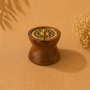 Luxury Round Wooden <b>Bakhoor</b> Burner With Brass Top. Three Layer Premium Arabic <b>Oud</b> Incense Holder For Home Decor Wholesale Price - Product Image 6
