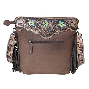 Bolso de mano redondo de cuero vintage para mujer con cierre de cremallera - Product Image 3