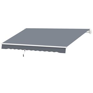 Tenda da Sole Retrattile Manuale 3x2,4m Grigio Scuro per Patio, Protezione UV, Apertura Facile con Manovella, Antivento, 5m per Terrazze - Product Image 1