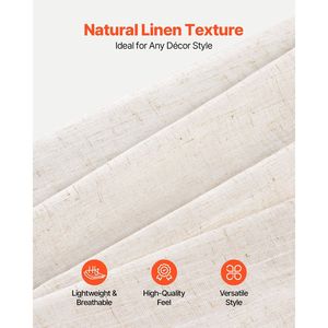 Tende filtranti Semi trasparenti in lino naturale 52X84 pollici 2 pannelli Set tende e persiane - Product Image 2