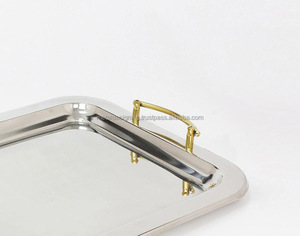 Hot Selling Stainless Steel & Metal <b>Square</b> Tray Wedding Centerpiece Decorative Tray <b>Dinning</b> <b>Table</b> Decor Serving Tray - Product Image 4