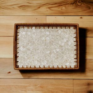 Plateau de service Art Déco multicolore fait main en rotin naturel, plateau décoratif tissé pour la décoration intérieure à un prix abordable - Product Image 4