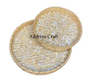 ถาดหวายและไม้ไผ่สานพร้อมฝังมุกสินค้าใหม่เป็นมิตรกับสิ่งแวดล้อมเครื่องครัวแฮนด์เมด - Product Image 2