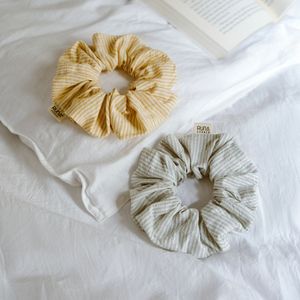 Brown Pinstripes Cotton Scrunchie Solid Color Soft Eco-Friendly Hair Accessories Casual Hair <b>Tie</b> - Product Image 3