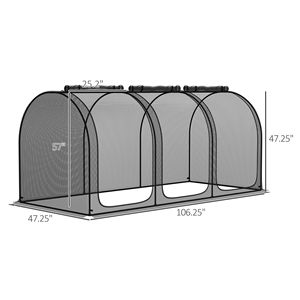 Rete da Giardino Nera 9x4 con Tre Porte con Cerniera, Gabbia per Piante, Tenda Protettiva, Borsa per il Trasporto, 4 Picchetti per Giardino e Prato - Product Image 3