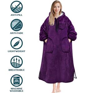 Best Selling 100% Polyester <b>Comfy</b> Wearable Oversized Sherpa Blanket <b>Hoodie</b> for Women and Men - Product Image 6