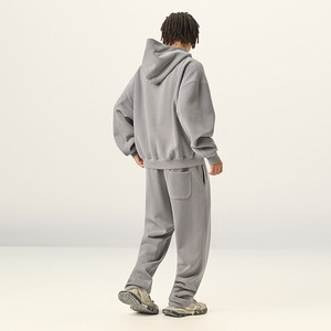 En stock, listo para enviar: Sudadera con capucha de estilo urbano al por mayor, ODM, lisa, de corte holgado, de forro polar, con lavado vintage y efecto desgastado, y diseño de cuello con broches. - Product Image 2