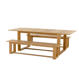 Conjunto de banco de jardín extensible moderno de madera de teca, banco largo para jardín, para comer al aire libre y mobiliario de parque, de la mejor calidad. - Product Image 3