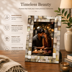 Luxury Mother of Pearl Mosaic Photo <b>Frame</b> Handmade Decorative <b>Picture</b> <b>Frame</b> <b>for</b> Tabletop & <b>Wall</b> Display Home Office Living Room - Product Image 2