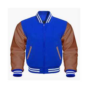 2023 Fashion Bomber Varsity Baseball <b>Jacket</b> Unisex Wool Sleeve Polyester Oversize Customized Stand Collar Geometric Pattern - Product Image 4