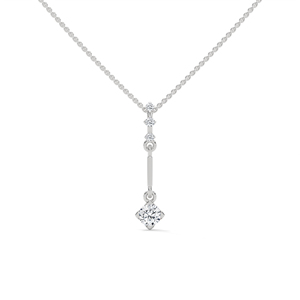 สร้อยคอจี้เพชรทองคำขาวทรงสี่เหลี่ยมสำหรับผู้หญิง - Product Image 1