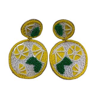 Pendiente bordado con cuentas Rosas y amarillas hecho a mano con bebida de cóctel Premium, joyería elegante y moda única, lo último de la India - Product Image 5