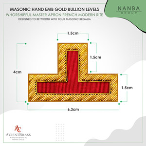 Custom Embroidered Rank Insignia Patch Masonic Regalia Badge Golden Red Shoulder Border T Shape OEM Classical Beads Safety <b>Pin</b> - Product Image 4