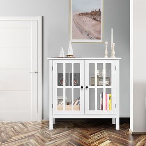 Credenza Moderna con Ante in Vetro e Struttura in Legno Massello per Sala da Pranzo e Soggiorno - Product Image 3