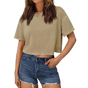 Vente en gros – Nouveaux designs de t-shirts courts vintage 100 % coton pour femmes – T-shirts courts vintage de haute qualité pour filles – Respirants - Product Image 1