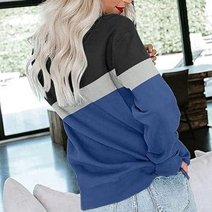 Women's Casual Long Sleeve Sports Hoodie Spandex Other Collar Sweatshirt Lined Autumn Color Matching <b>Tops</b> <b>Mock</b> <b>Neck</b> Turtle <b>Neck</b> - Product Image 3