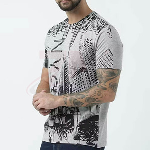 T-shirts personnalisés avec logo imprimé, dernières tendances, unisexes, polyester et coton, grandes tailles, pour hommes, impression pour la saison estivale. - Product Image 3