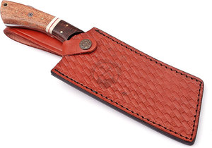 Custom Handmade Damascus Steel Chef Cleaver Knife 7" Full Tang Fixed Blade Ambidextrous Raindrop Surface Kitchen Chopper W/Wood - Product Image 6