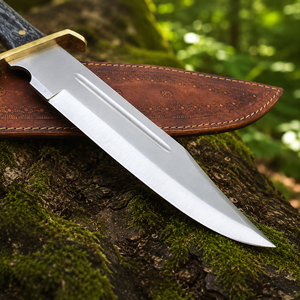 Couteau Bowie Rambo en acier Damas de qualité supérieure, fait main, avec garde en laiton, manche en bois et cor, étui en cuir, couteau Bowie d'extérieur - Product Image 6
