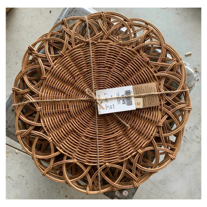 Set de table en rotin naturel fait main à motif floral |   Assiette de présentation en osier pour table à manger |   Décoration de table rustique écologique - Product Image 6
