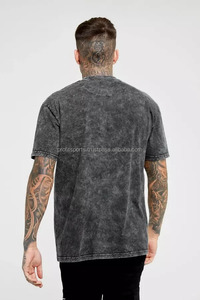 Camisetas Vintage de Punto Sólido con Lavado Ácido para Hombre, Venta al Por Mayor OEM, Impresión de Logotipo Personalizado, Algodón, Tallas Grandes - Product Image 2