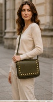 Sac bandoulière de luxe en cuir à rivets, style preppy vintage bohème, pour femme, sac à bandoulière simple, sac de voyage tendance, sac messager d'été