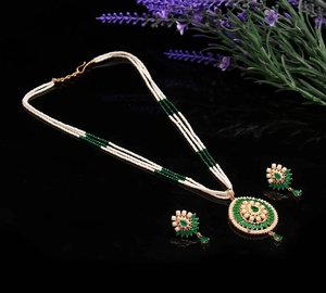Wholesale PriceWomen's Emerald Pearl Kundan <b>Necklace</b> Set Festive Wedding Jewelry Gift for Her - Product Image 1