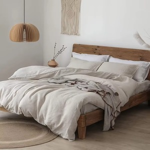 Linen Flat <b>Sheet</b> Solid Color Breathable Plain Dyed Home Use All Season Adult Size Bedding Sets - Product Image 5