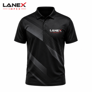 เสื้อโปโลสีดำพิมพ์ลายตามสั่งขายส่งสำหรับผู้ชาย เสื้อโปโลโพลีเอสเตอร์ระบายอากาศได้ดี ชุดกีฬากอล์ฟ ชุดยูนิฟอร์มทีม OEM ODM - Product Image 2