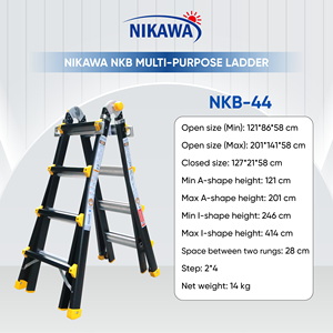 VIETLADDERS NVLB-44 Aluminum Alloy Foldable Ladders <b>with</b> Manual <b>Lock</b> Mechanism Black <b>Wheels</b> Safety 150kg Load Capacity - Product Image 1