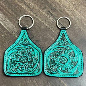 Porte-clés tendance en cuir de vache artisanal et gravé, style western, en cuir véritable, accessoire personnalisé pour souvenir - Product Image 2