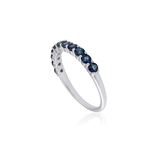 Bague Éternité en Argent Sterling 925 avec Saphir Bleu, Pierre de Naissance de Mai, Tendance, Empilable, pour Mariage, Fiançailles et Usage Quotidien - Product Image 5