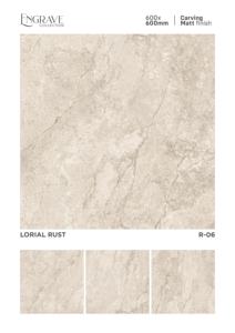 Carreaux en porcelaine 600x600 mm finis avec des détails sculptés mats offrant une douceur visuelle et une caractéristique de sol intérieur structuré. - Product Image 4