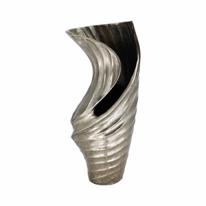 Vase de table minimaliste géométrique en métal craquelé transparent, support décoratif pour fleurs, accent d'intérieur, prêt à l'emploi, moderne - Product Image 1
