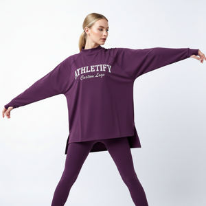 Tunique longue modeste pour femme, écologique, séchage rapide, coupe ample et oversize, idéale pour l'entraînement, la gym, le yoga, la course à pied – Prête à être expédiée - Product Image 1